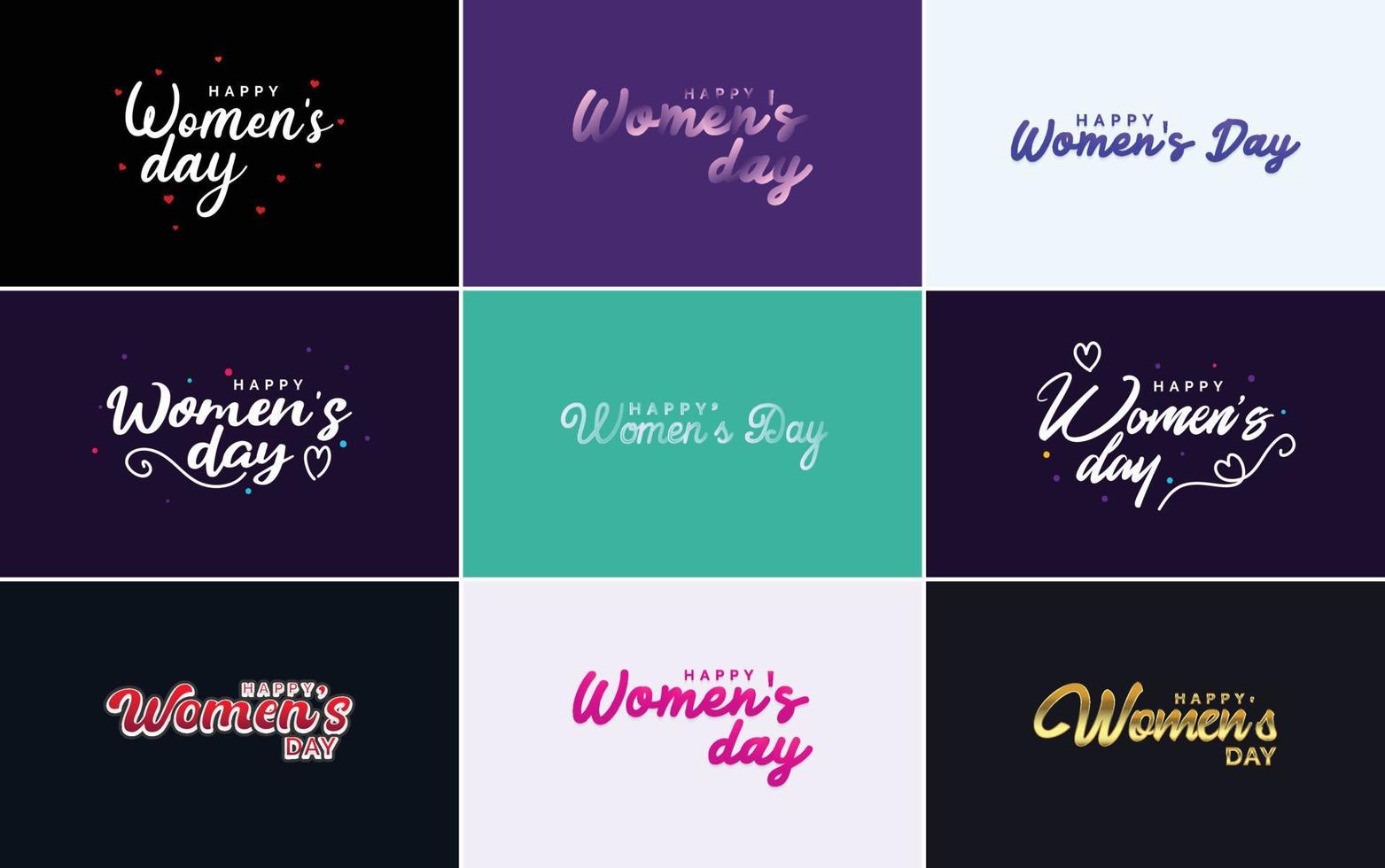 Abstract Happy Women's Day logo with a love vector design in pink. purple. and black colors