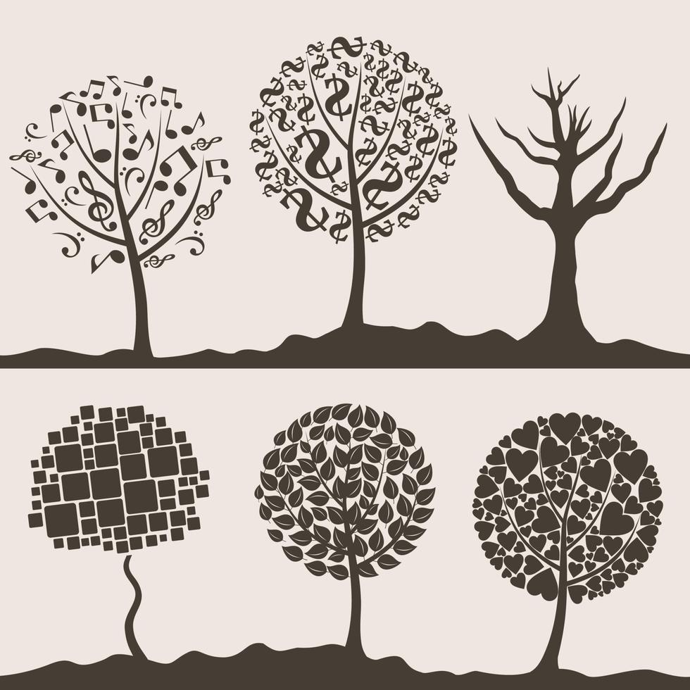 Set of trees. Vector illustration