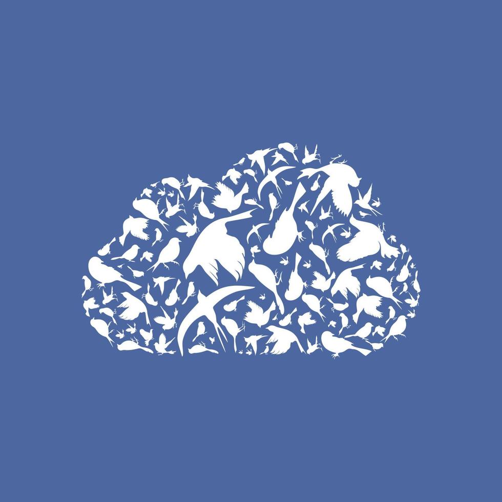 nube hecha de pájaros. una ilustración vectorial vector