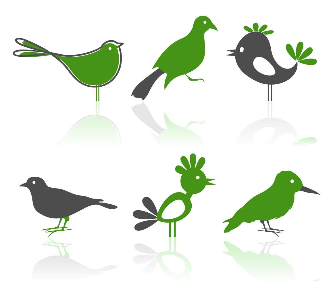 Set of small cheerful birdies. A vector illustration