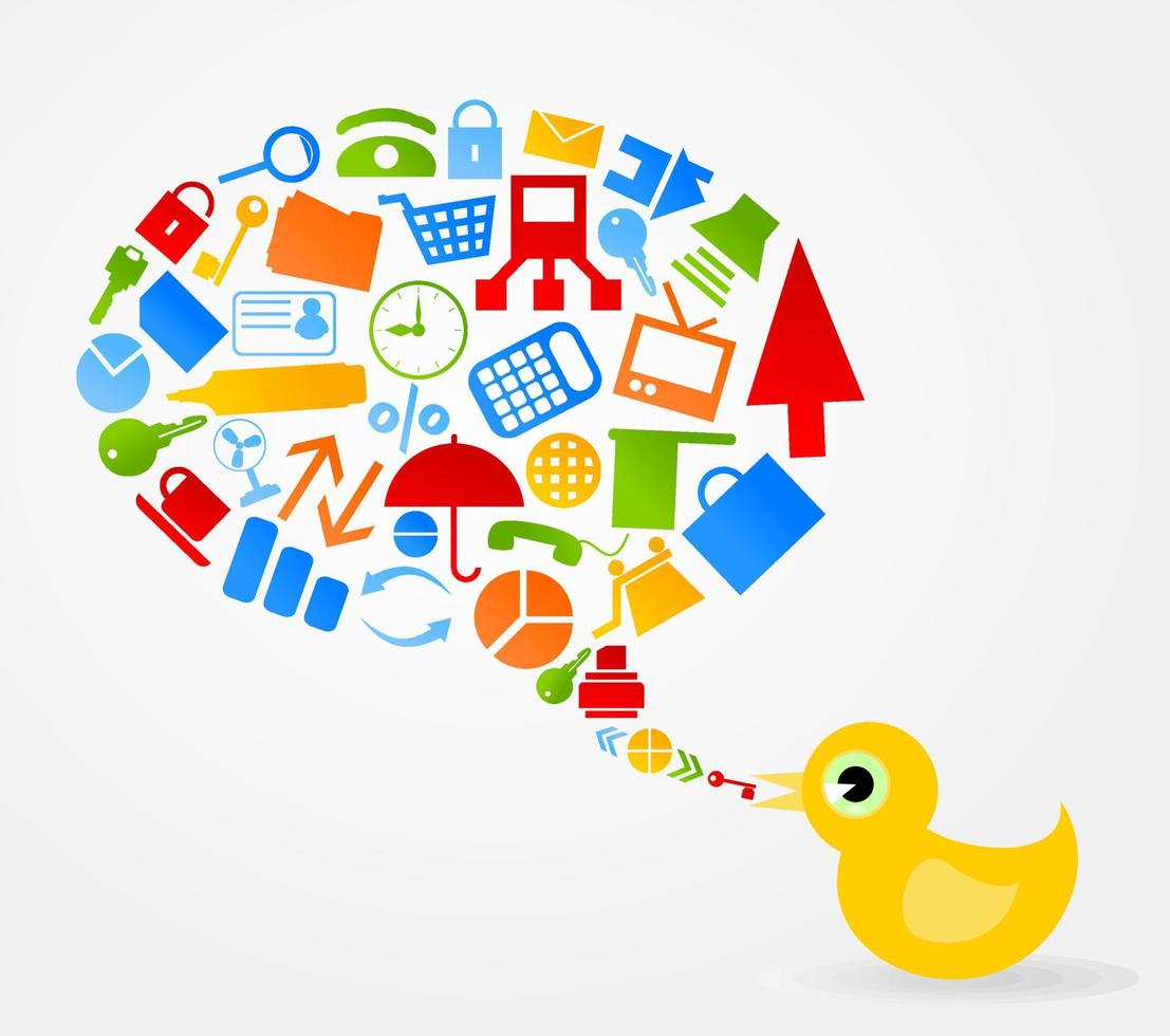 Office bird on a grey background. A vector illustration