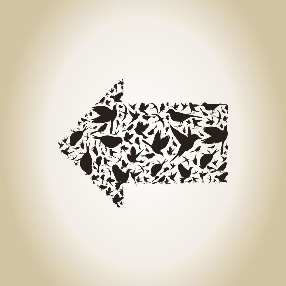 Arrow made of birds. A vector illustration