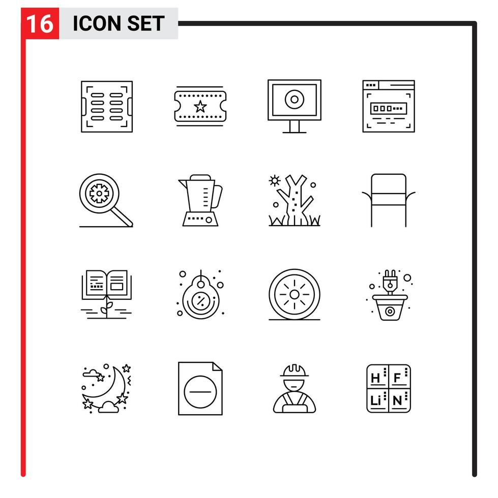 Outline Pack of 16 Universal Symbols of electric search stream options front end development Editable Vector Design Elements