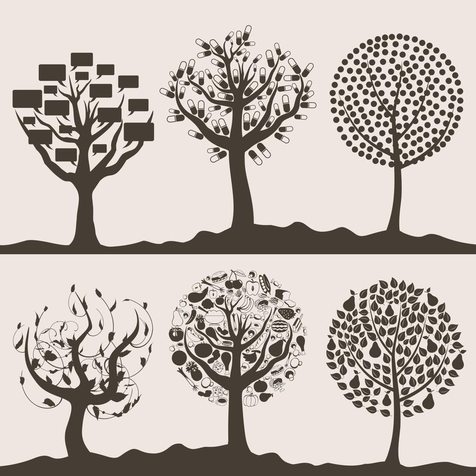 Set of trees. Vector illustration