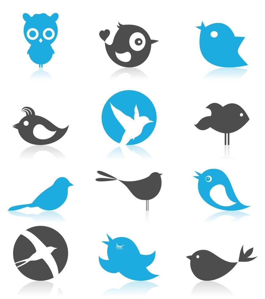 Set of small cheerful birdies. A vector illustration