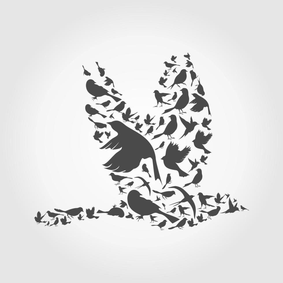 Bird made of birds. A vector illustration