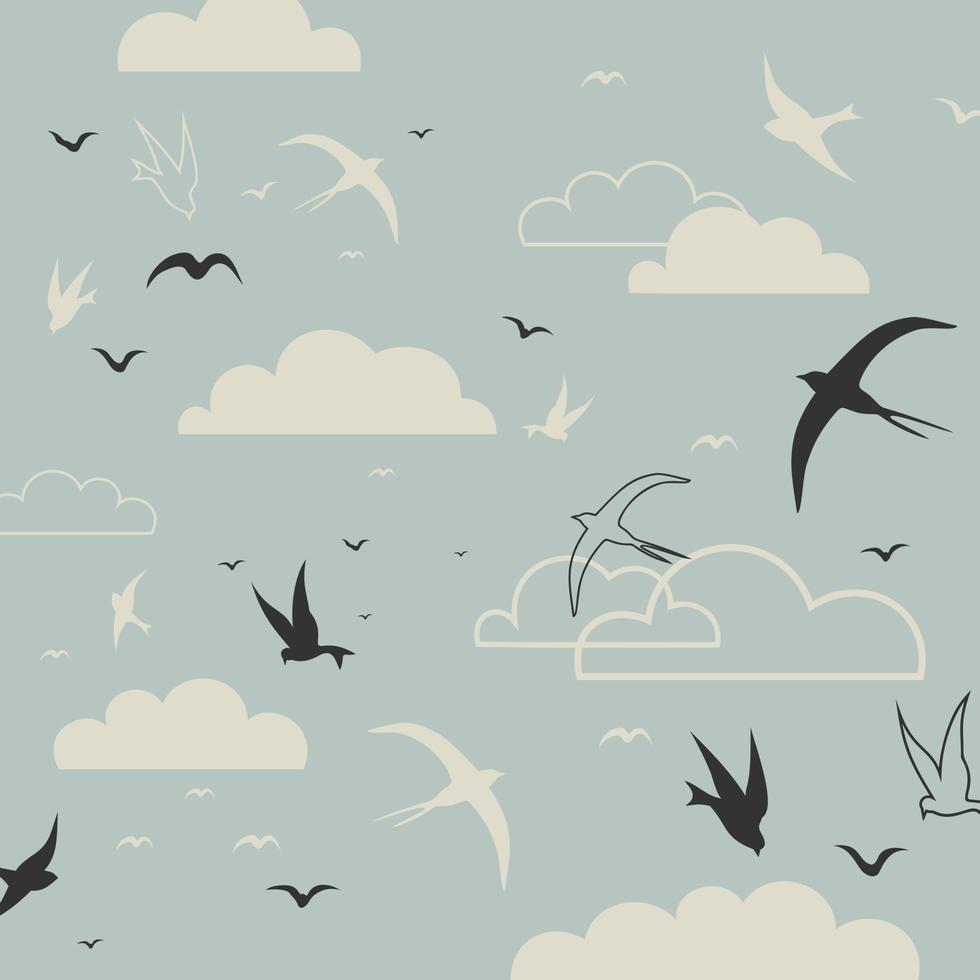 Birds fly in the sky. A vector illustration
