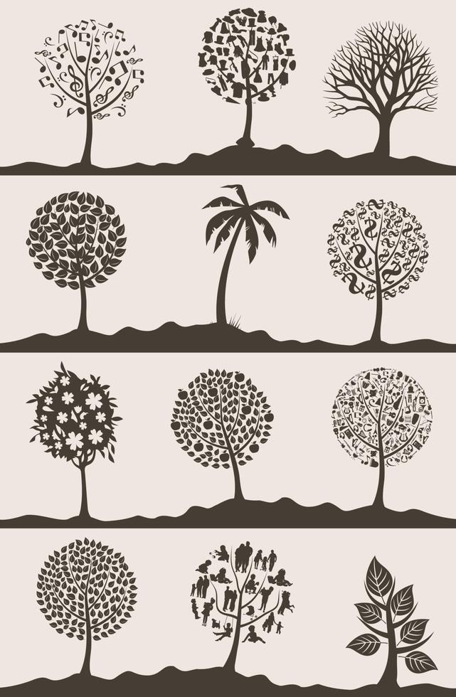 Set of trees. Vector illustration