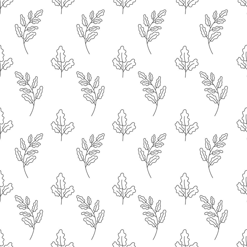 Hand drawn seamless pattern of twig with leaves vector