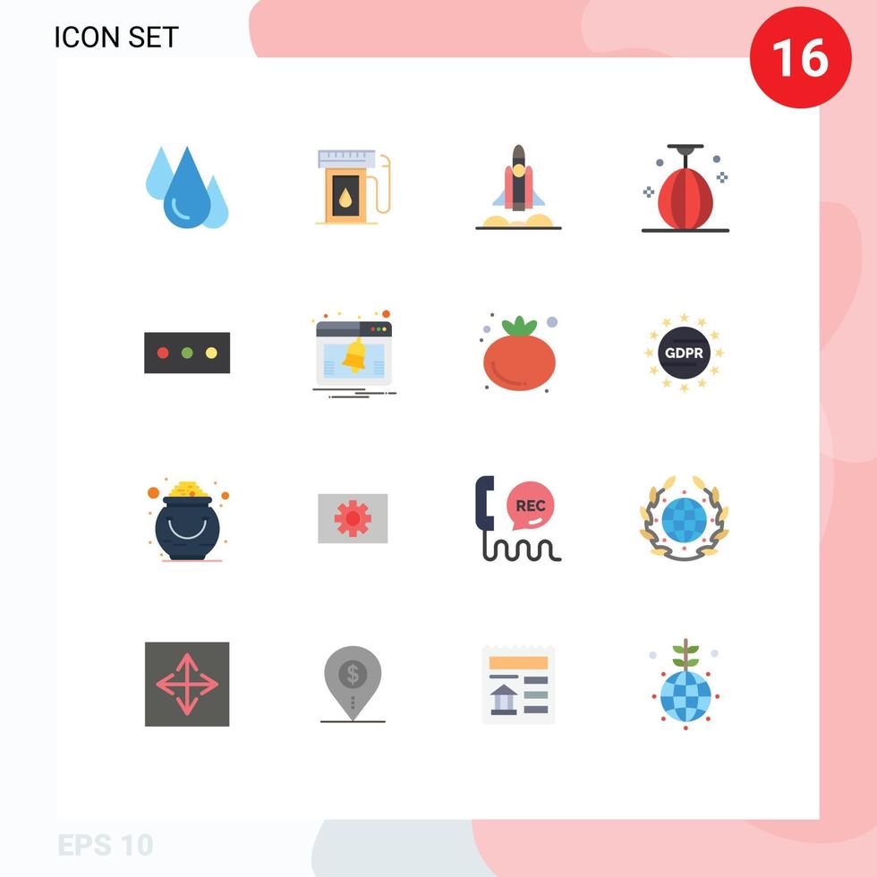 paquete de color plano de 16 símbolos universales del deporte paquete editable de inicio de boxeo pequeño de elementos creativos de diseño de vectores