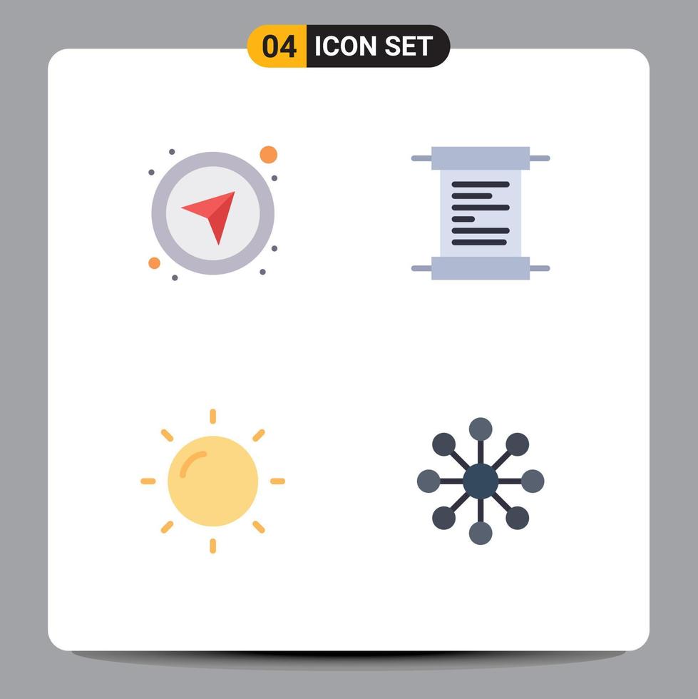 4 Universal Flat Icons Set for Web and Mobile Applications compass database navigational script share Editable Vector Design Elements