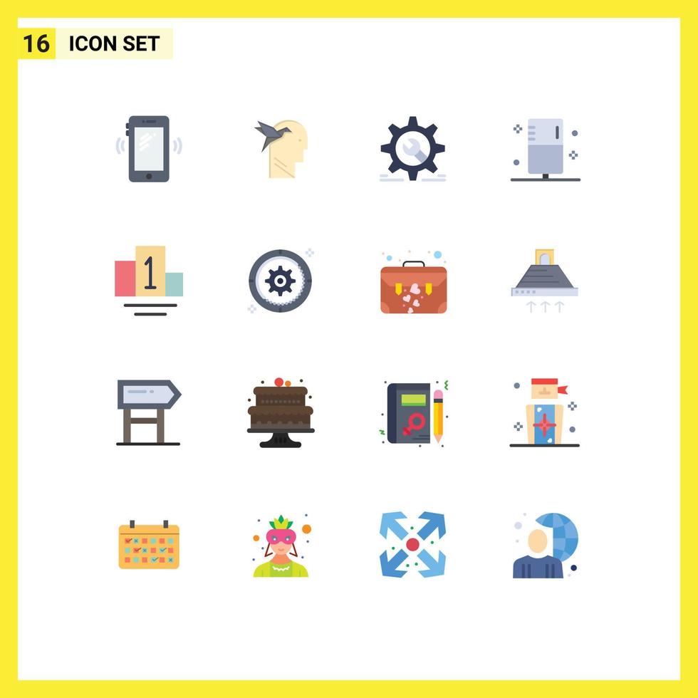 16 Flat Color concept for Websites Mobile and Apps form enema brian disease wrench Editable Pack of Creative Vector Design Elements