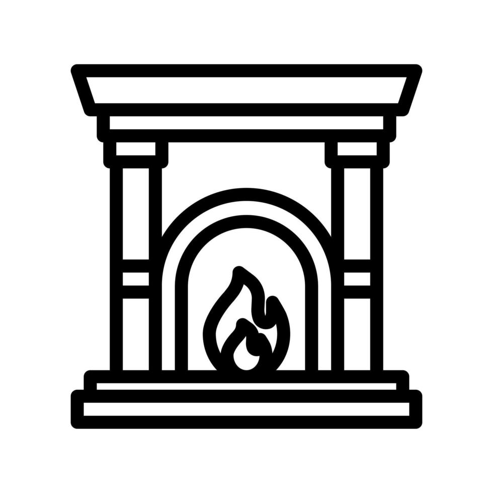 Fireplace icon with outline style vector, chimney icon, furniture and interior icon vector