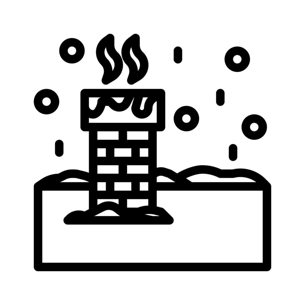 icono de chimenea con estilo de contorno, casa de invierno, chimenea, icono de la azotea vector