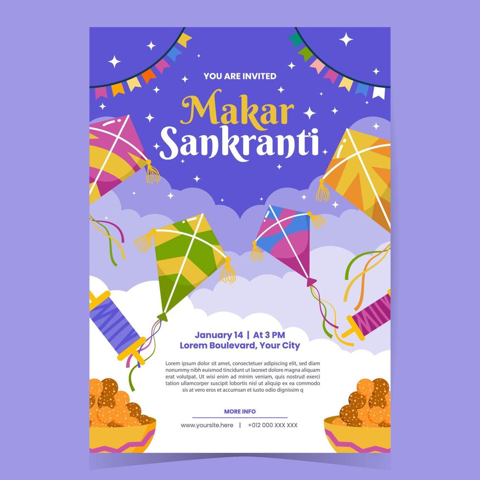 Makar Sankranti Poster Template vector