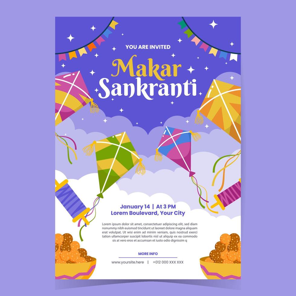 plantilla de póster makar sankranti vector