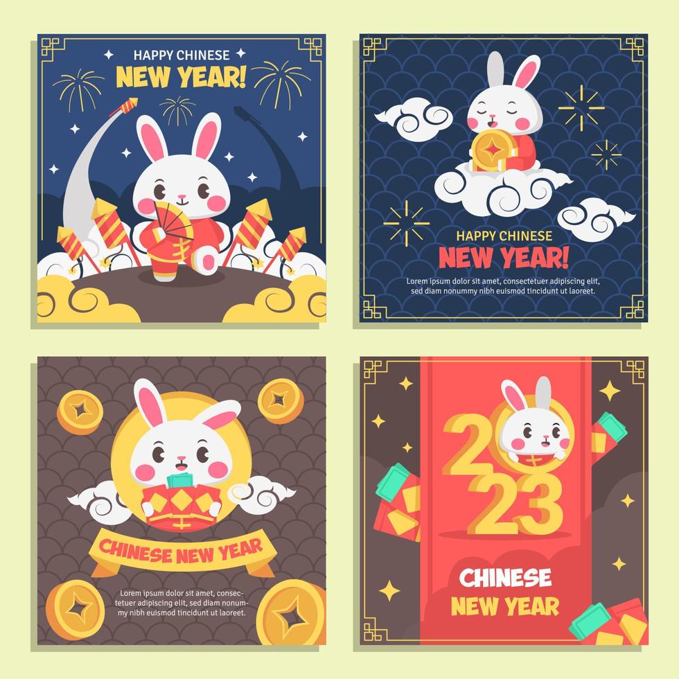 Chinese New Year Social Media Template vector