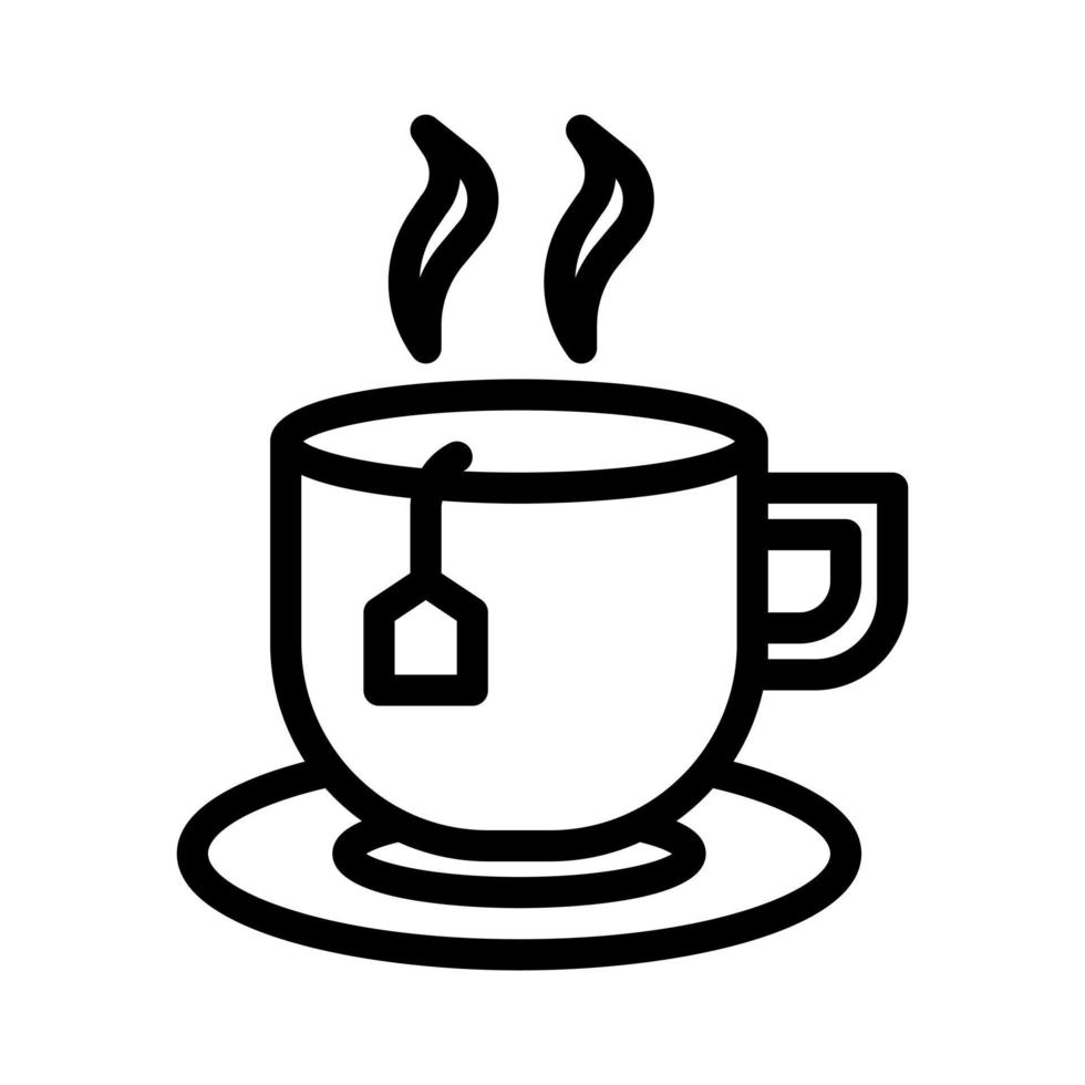 Hot tea icon with outline style vector, drink icon, winter icon vector