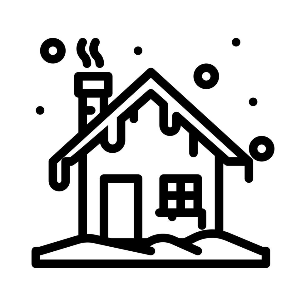 Winter house icon with outline style vector, winter icon vector