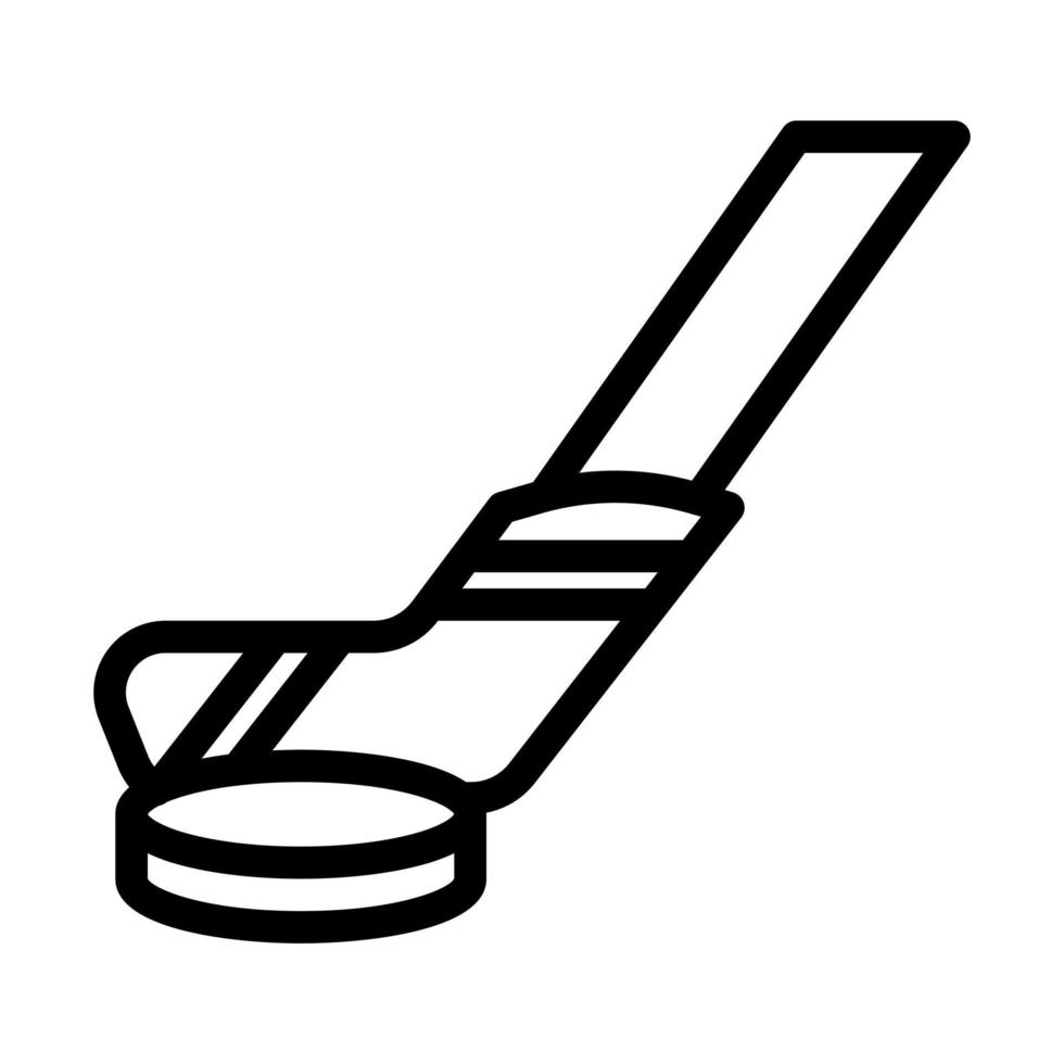 Ice hockey icon with outline style vector, hockey sport, hockey stick, winter sport vector