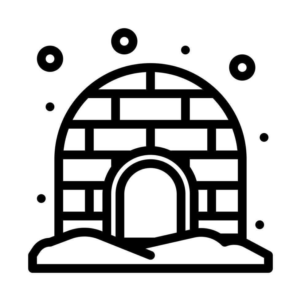 icono de iglú con vector de estilo de contorno, casa de invierno