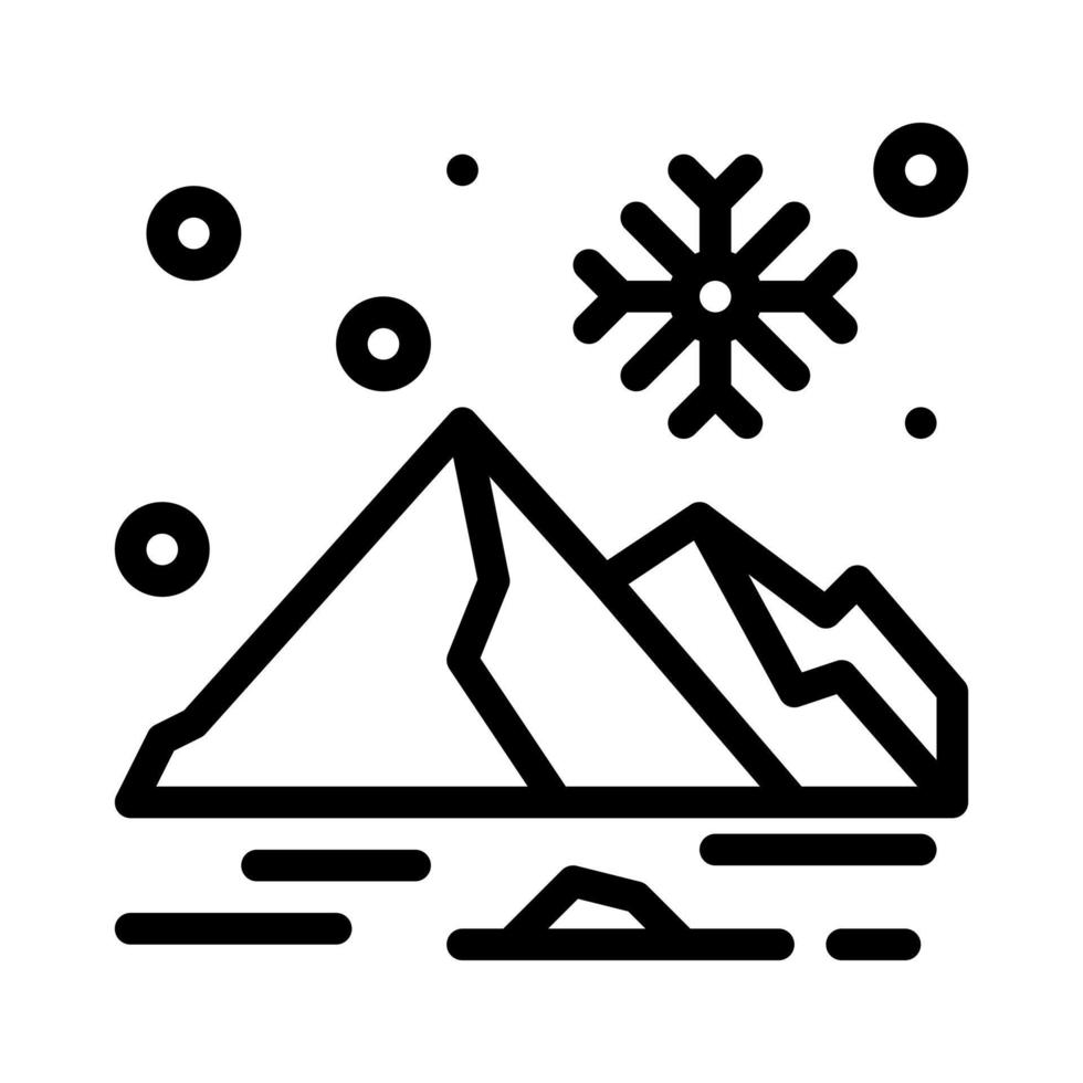 icono de montaña con vector de estilo de contorno, icono de iceberg, montaña nevada