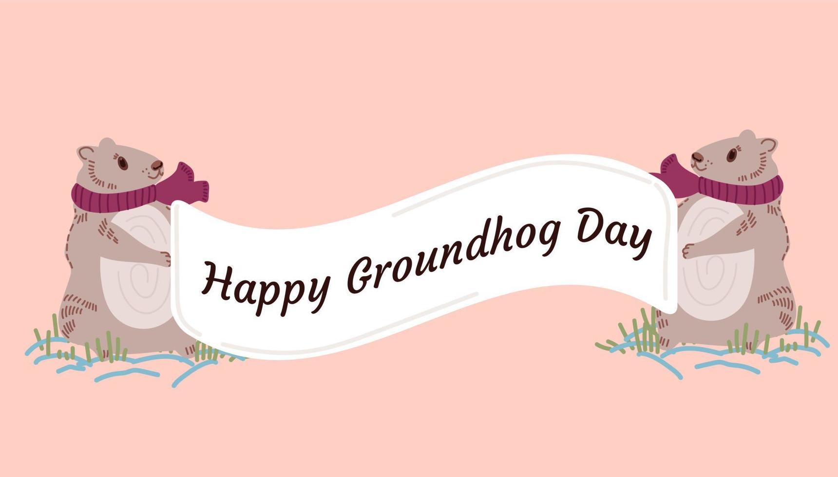 Happy Groundhog Day. Design for print greetings card, banner, poster. Vector illustration.