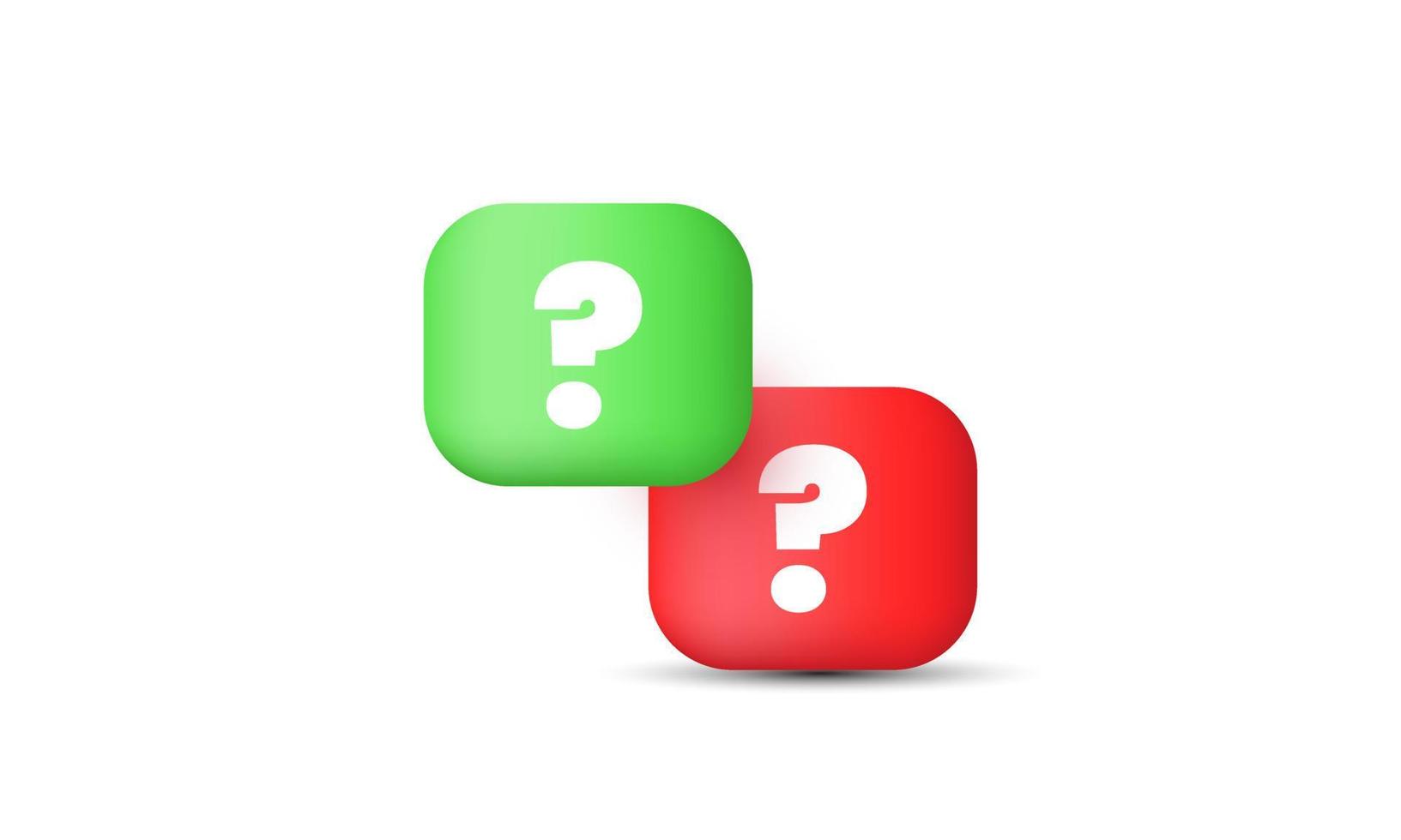 illustration realistic cute rectangle question mark icon 3d creative isolated on background vector