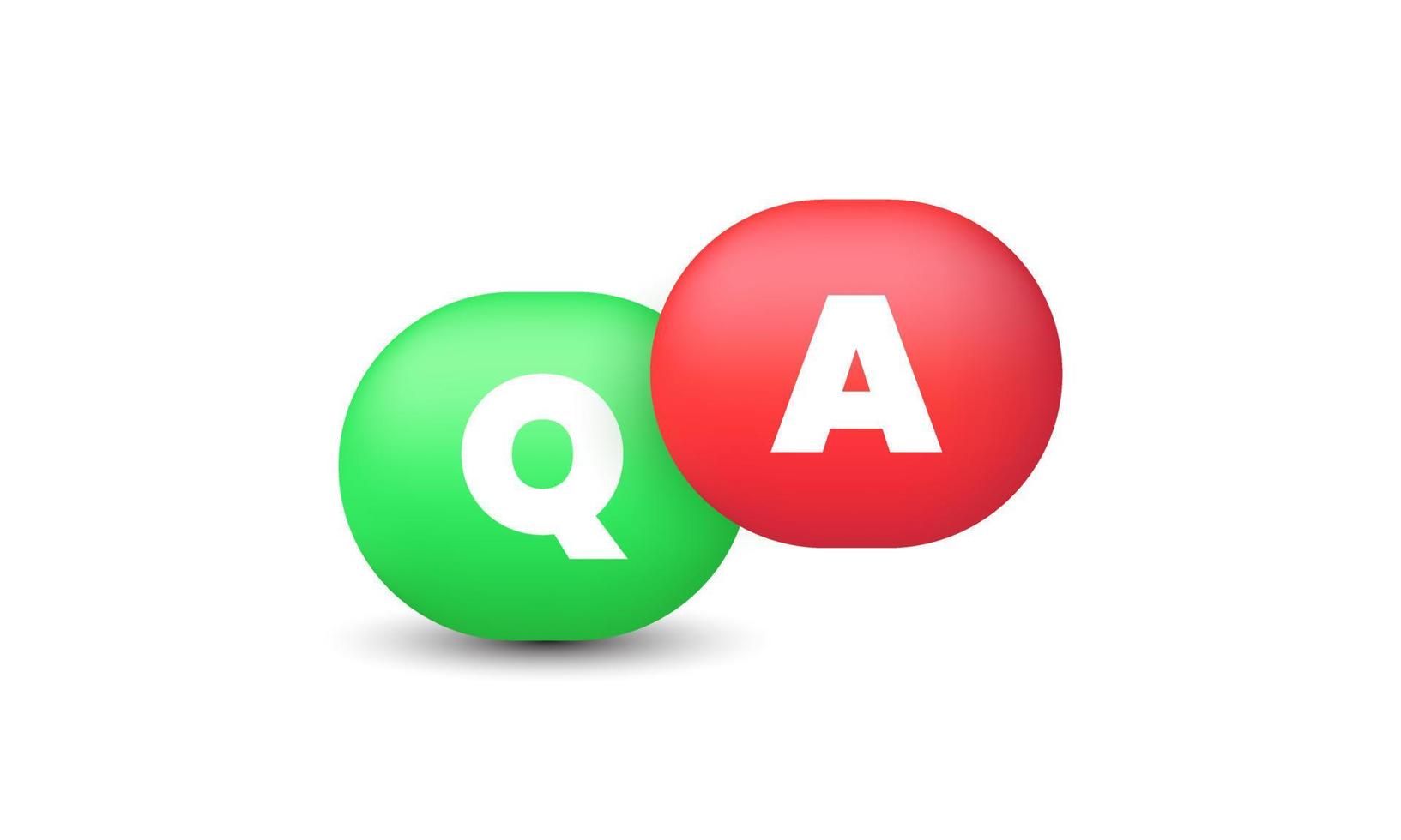 illustration realistic cute green red speech bubble q letters questions 3d creative isolated on background vector
