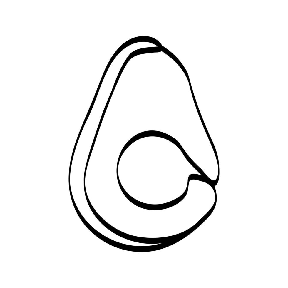 Continuous one line drawing avocado. Vector illustration. Black line art on white background.