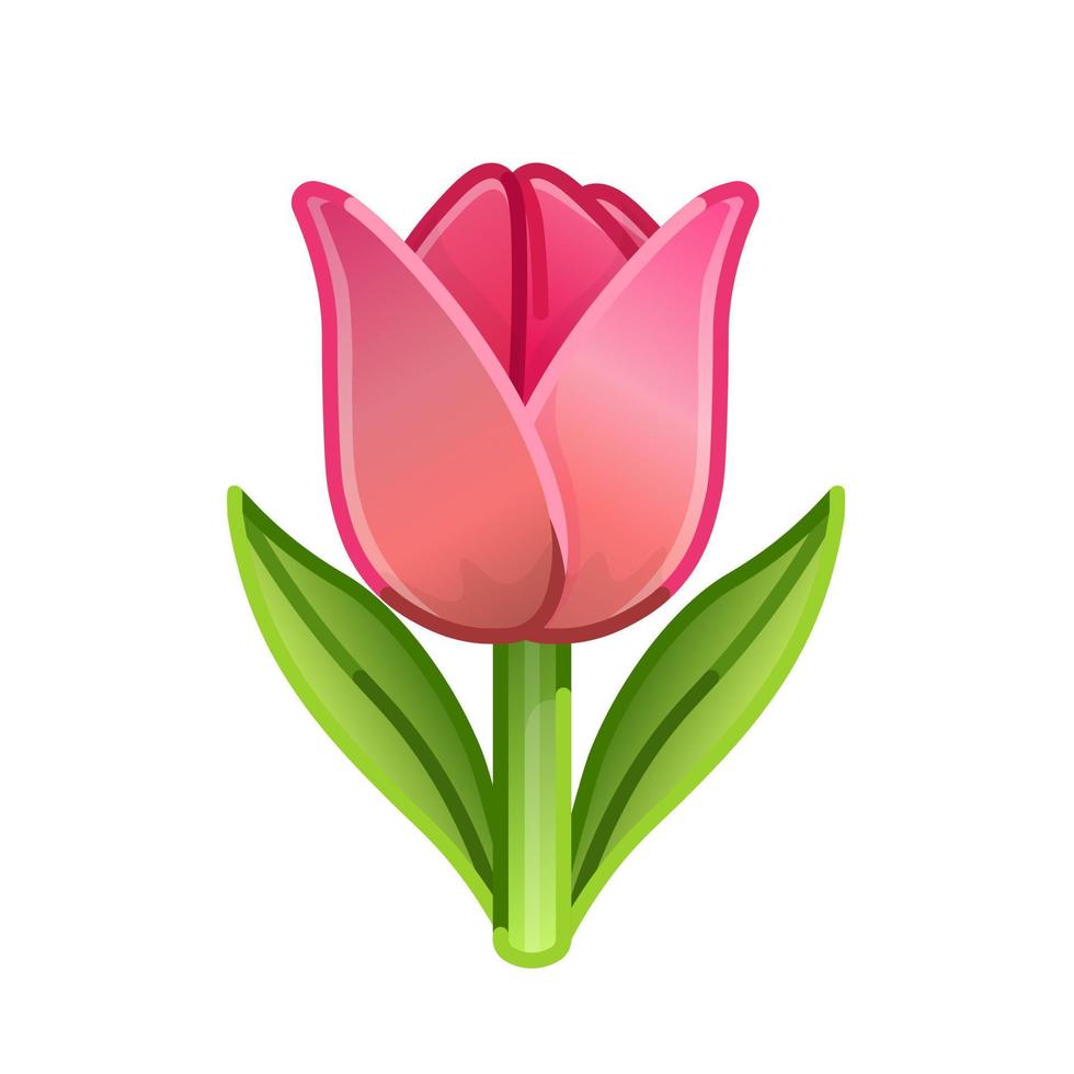 tulipán rojo simple tamaño grande de flor emoji vector