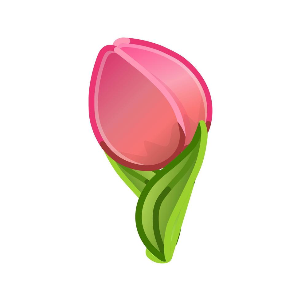 tulipán rojo simple tamaño grande de flor emoji vector