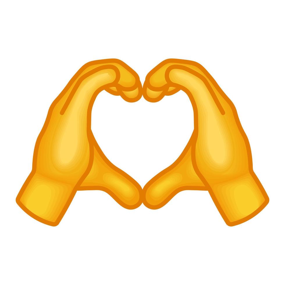 Two hands forming a heart shape  Large size of yellow emoji hand vector