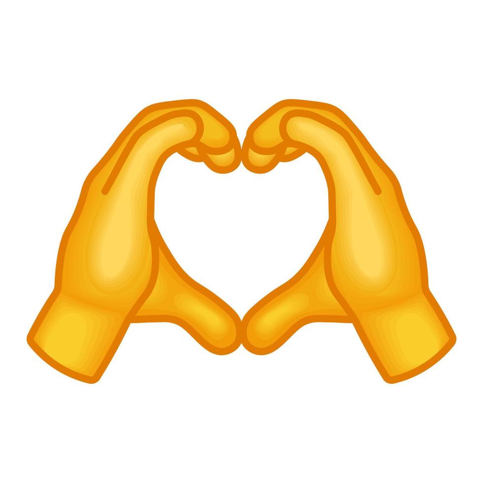 Two hands forming a heart shape  Large size of yellow emoji hand vector