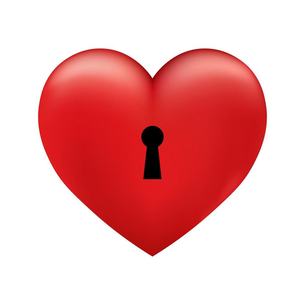 Volumetric shiny red heart with lock icon for St. Valentines Day vector