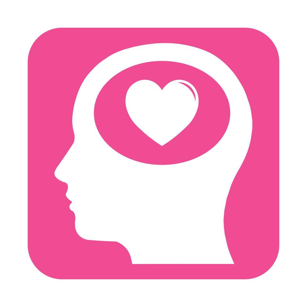 Simple illustration of head with heart icon for St. Valentines Day vector