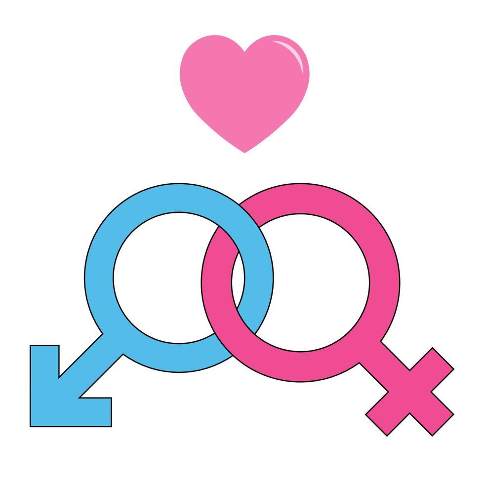 Ilustración simple del concepto de símbolo de marte y venus de símbolos de género vector