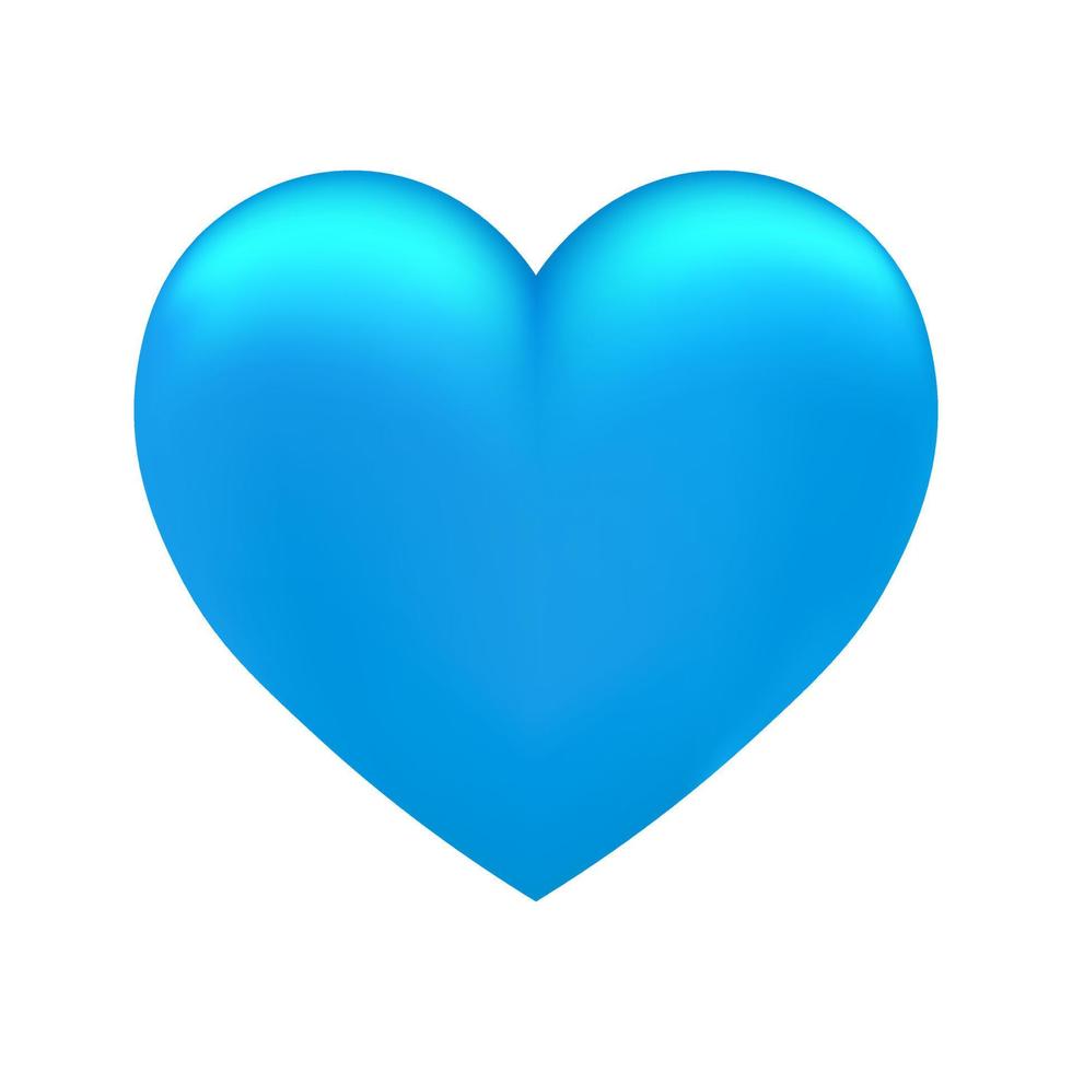 icono de corazón azul brillante volumétrico para st. día de San Valentín vector