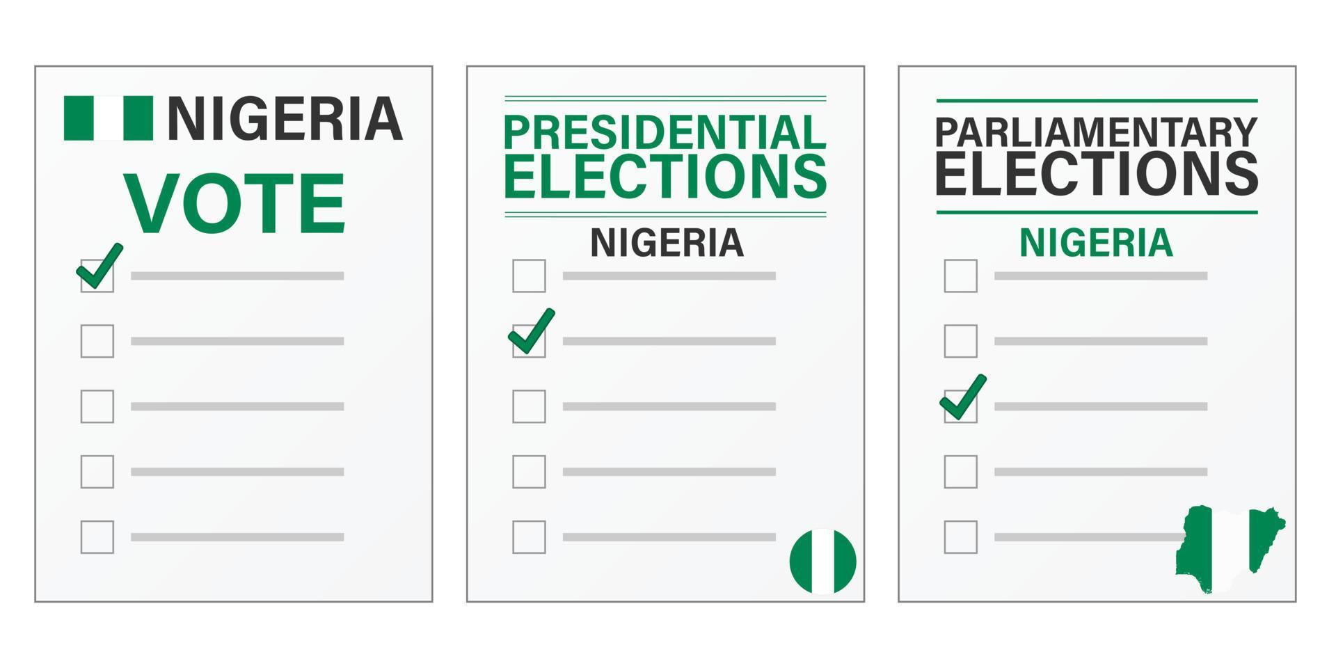 maqueta de papeleta de votación de las elecciones de nigeria para las elecciones presidenciales y parlamentarias vector