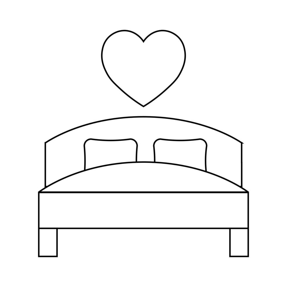 Simple illustration of bed with heart icon for St. Valentines Day vector