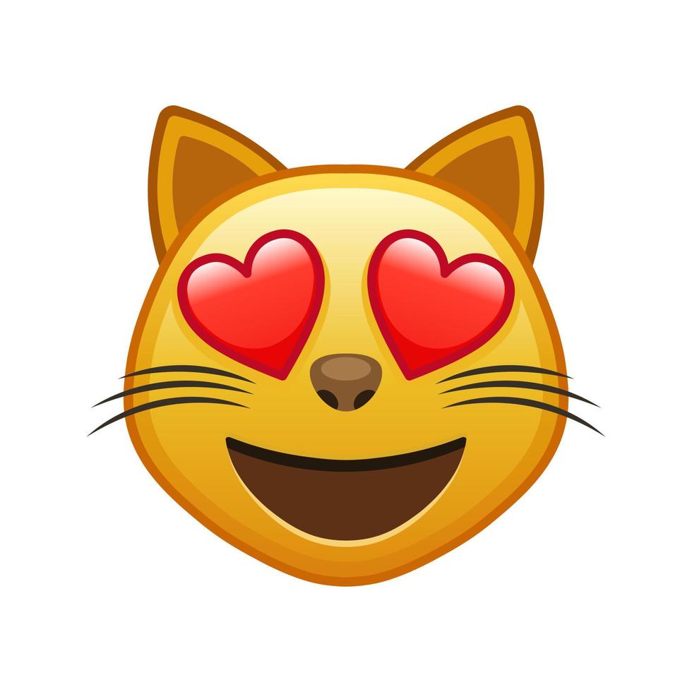 Cat with hearts in eyes Large size of yellow emoji face vector