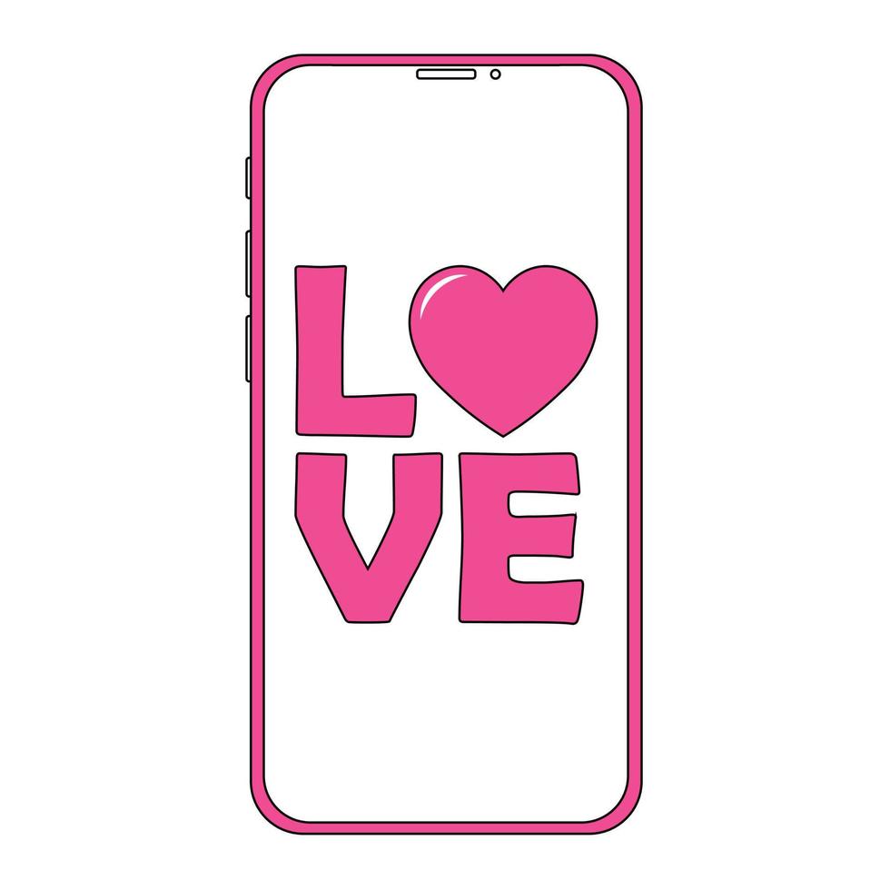 Ilustración simple de teléfono con icono de corazón para st. día de San Valentín vector