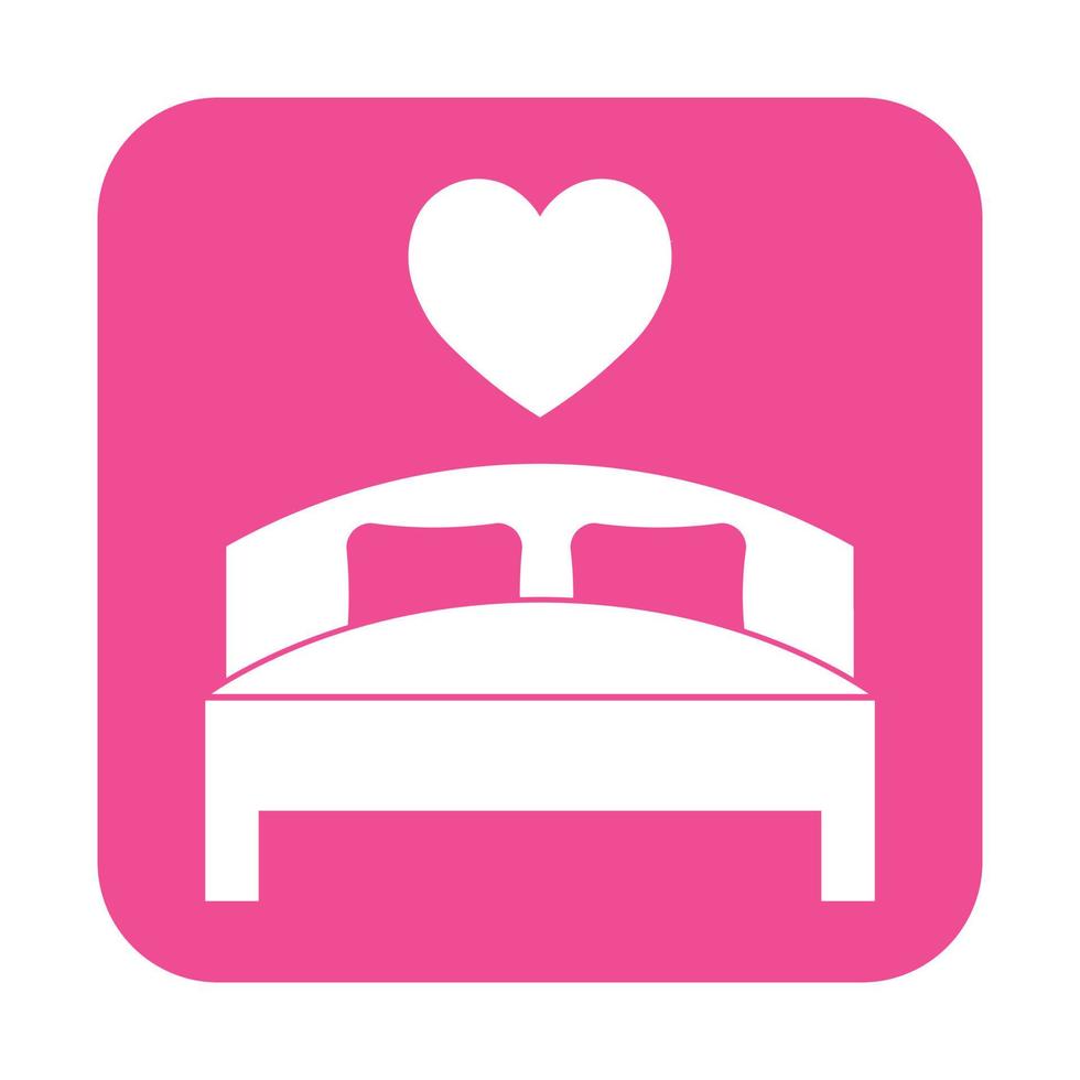 Simple illustration of bed with heart icon for St. Valentines Day vector