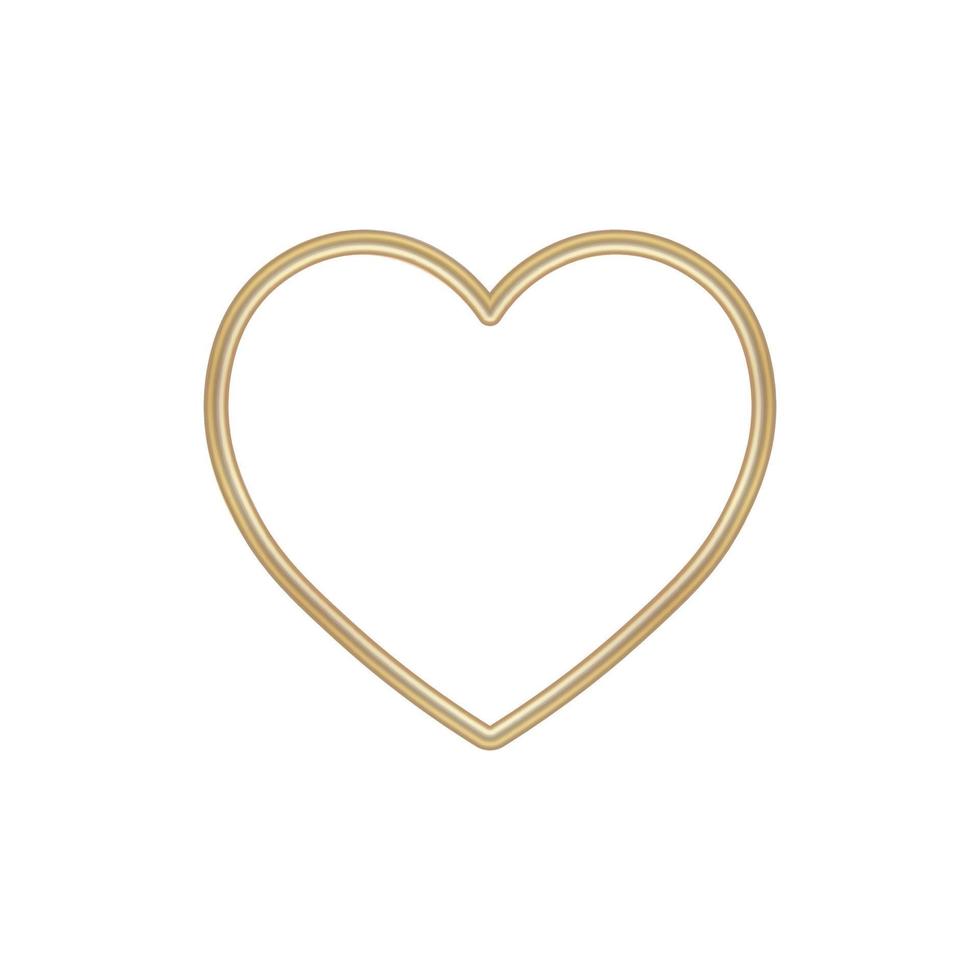 Gold metallic frame of heart icon for St. Valentines Day vector