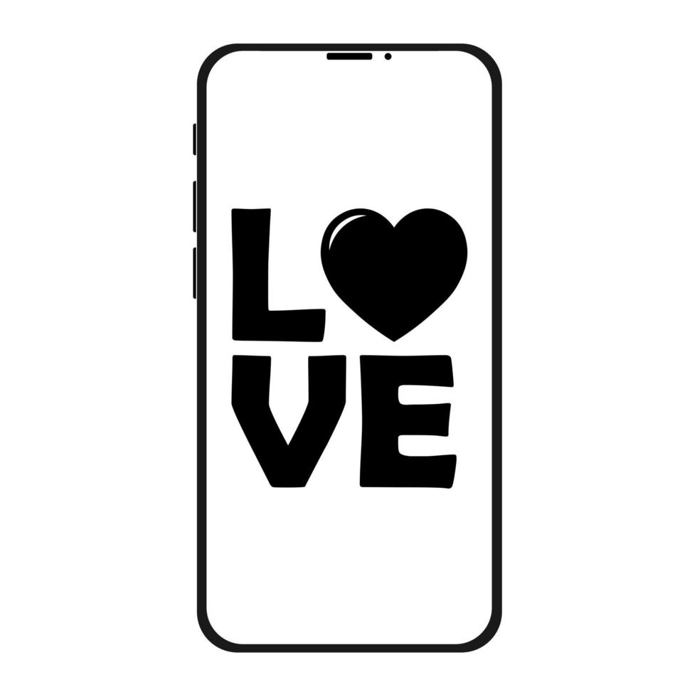 Ilustración simple de teléfono con icono de corazón para st. día de San Valentín vector