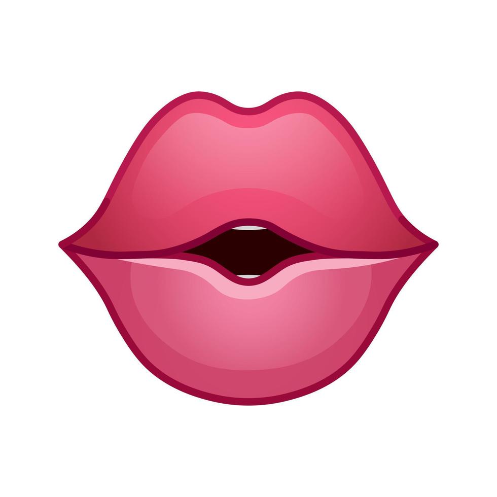 icono de tamaño grande de labios rojos femeninos para sonrisa emoji vector