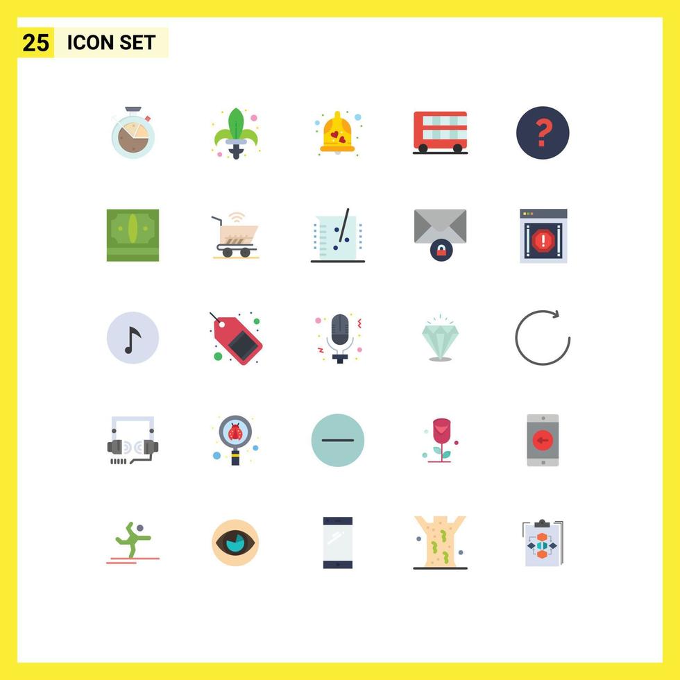 Flat Color Pack of 25 Universal Symbols of transport double weapon decker wedding bell Editable Vector Design Elements