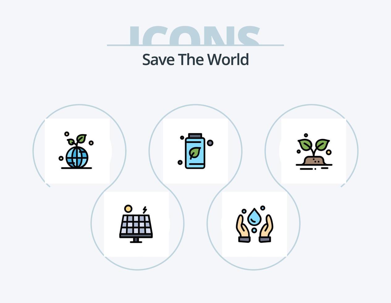 Save The World Line Filled Icon Pack 5 Icon Design. damage. pollution. ecology. gas. air vector