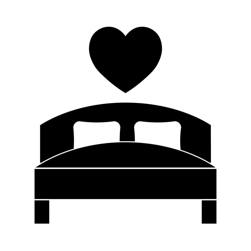 Simple illustration of bed with heart icon for St. Valentines Day vector