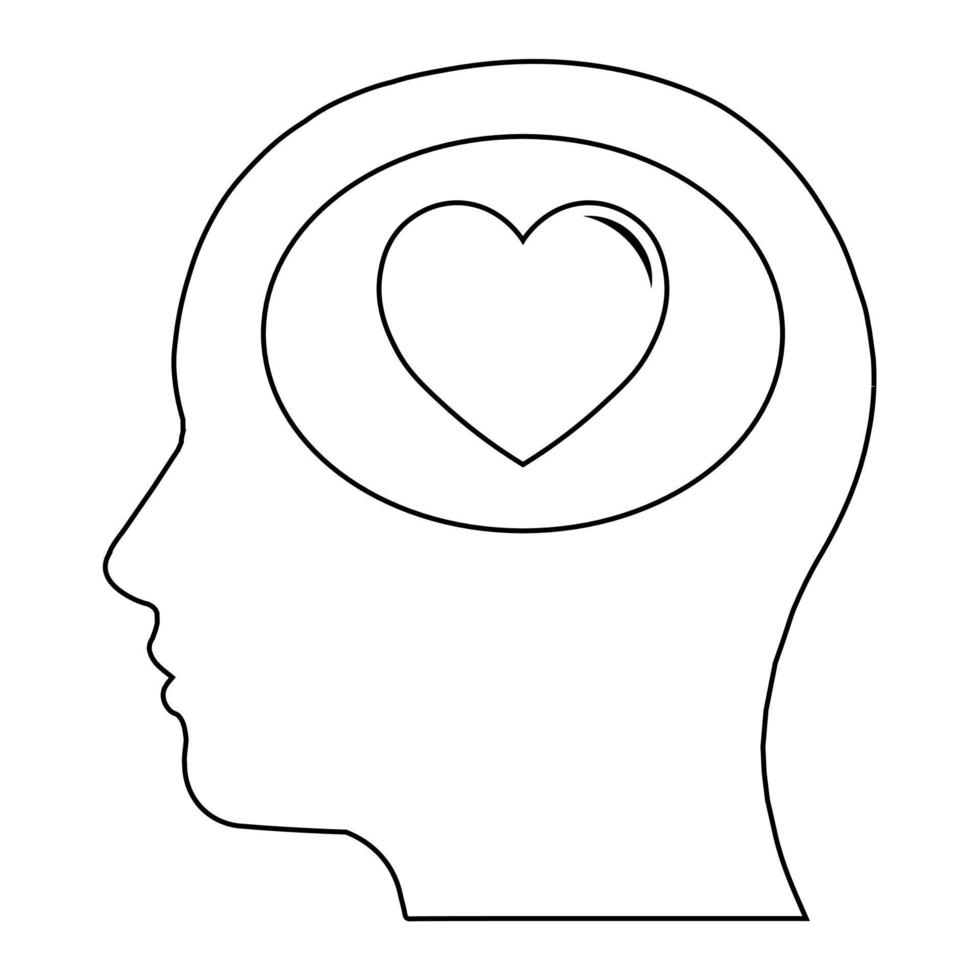 Simple illustration of head with heart icon for St. Valentines Day vector